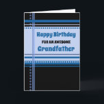 Blue Retro Grandfather Birthday Kort<br><div class="desc">Födelsedagskort för farfar med roligt blå och svart reflektor mönster och tankfull vers.</div>