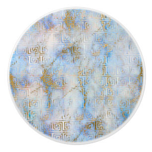 BLUE RETRO MARBLE ANPASSNINGSBAR KNOPP