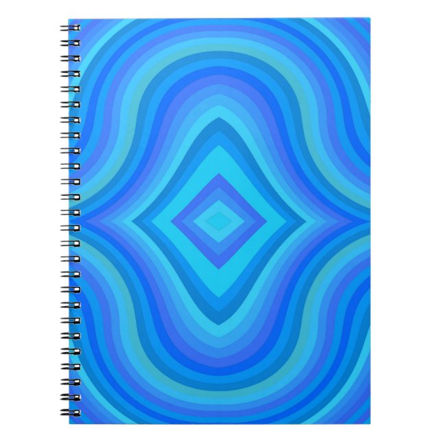 Blue Retro Mönster Anteckningsbok (Framsidan)