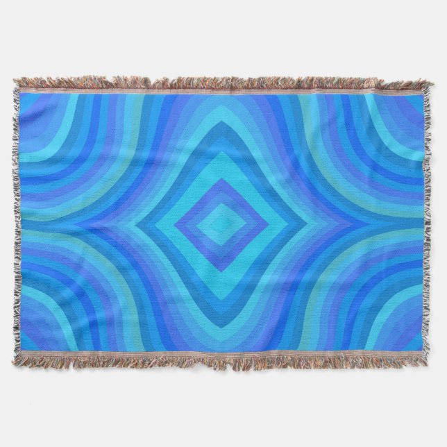 Blue Retro Mönster Filt (Framsidan)