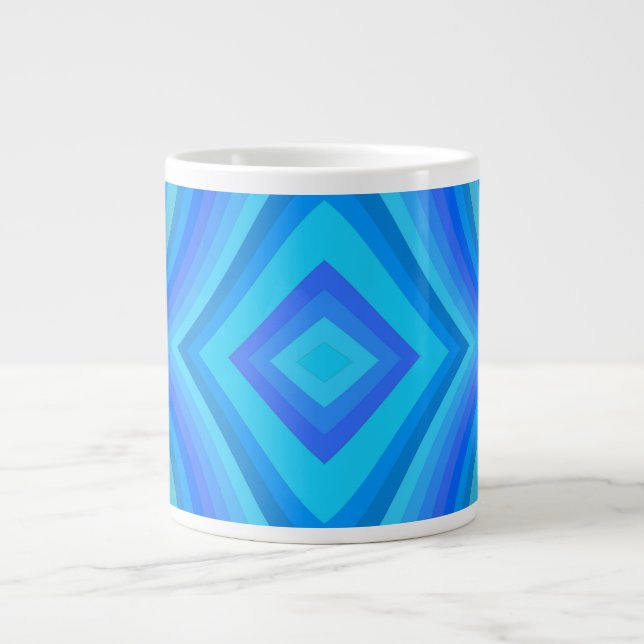 Blue Retro Mönster Jumbo Mugg (Framsidan)