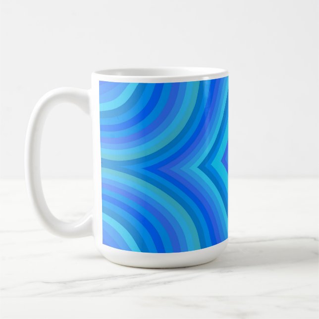 Blue Retro Mönster Kaffemugg (Vänster)
