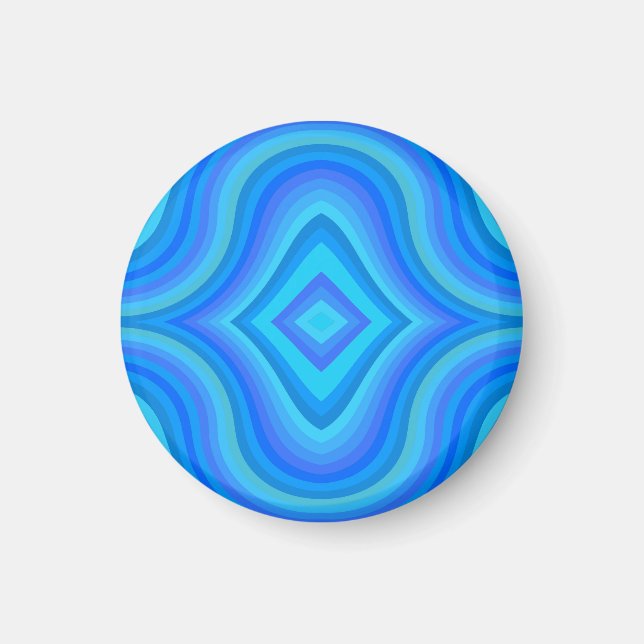 Blue Retro Mönster Magnet (Framsidan)