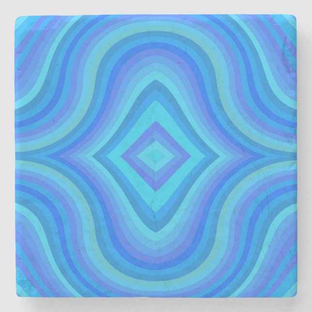 Blue Retro Mönster Stenunderlägg (Framsidan)
