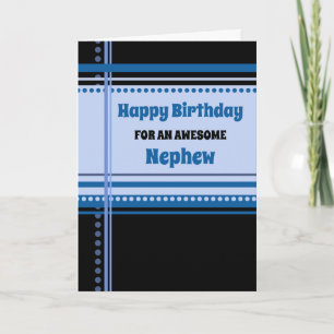 Blue Retro Nephew Birthday Kort
