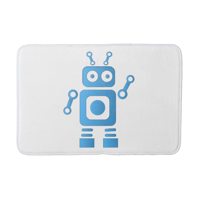 Blue Retro Robot Badrumsmatta (Framsidan)