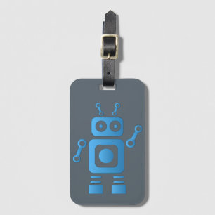 Blue Retro Robot Bagagebricka