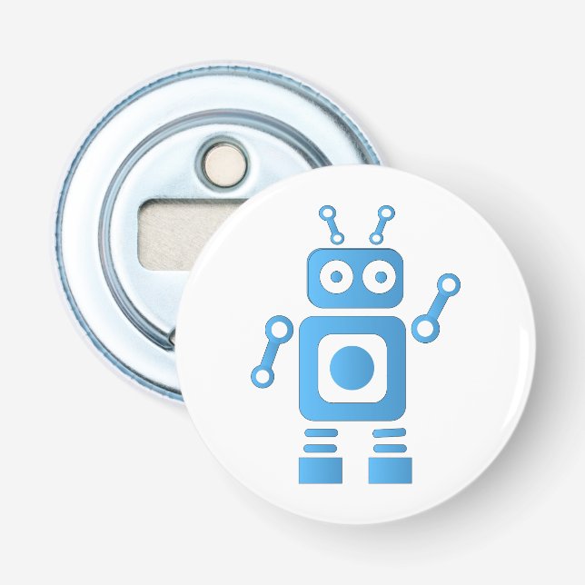 Blue Retro Robot Flasköppnare (Framsidan)