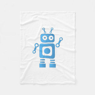 Blue Retro Robot Fleecefilt
