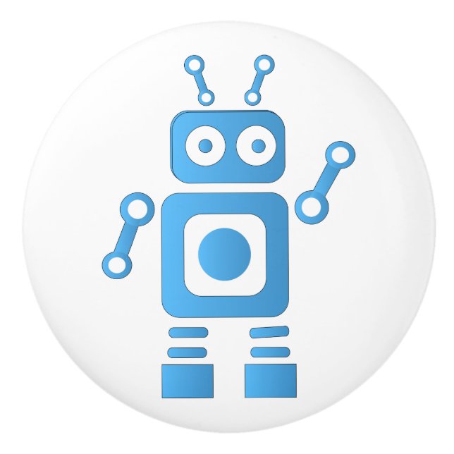 Blue Retro Robot Knopp (Framsidan)