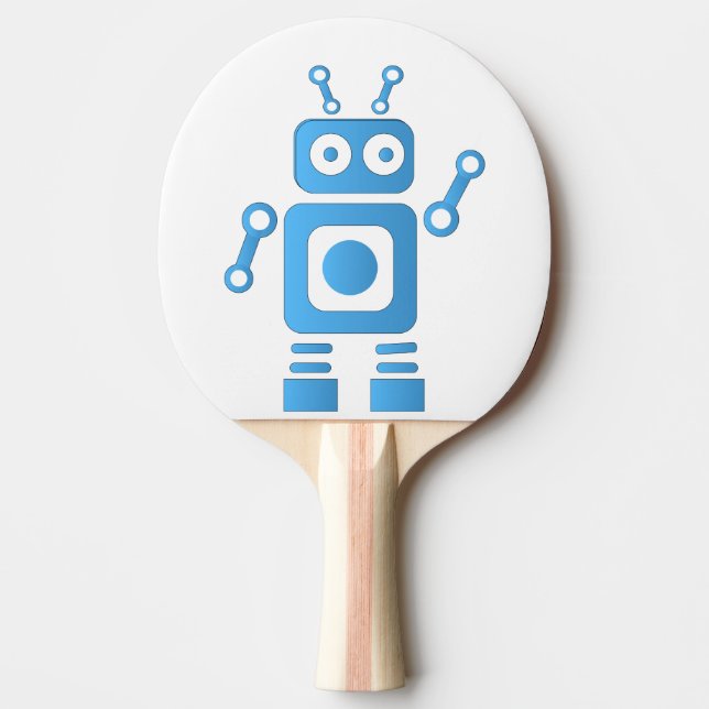 Blue Retro Robot Pingisracket (Framsidan)
