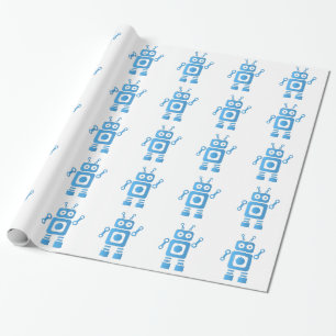 Blue Retro Robot Presentpapper
