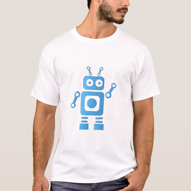 Blue Retro Robot T Shirt (Framsida)