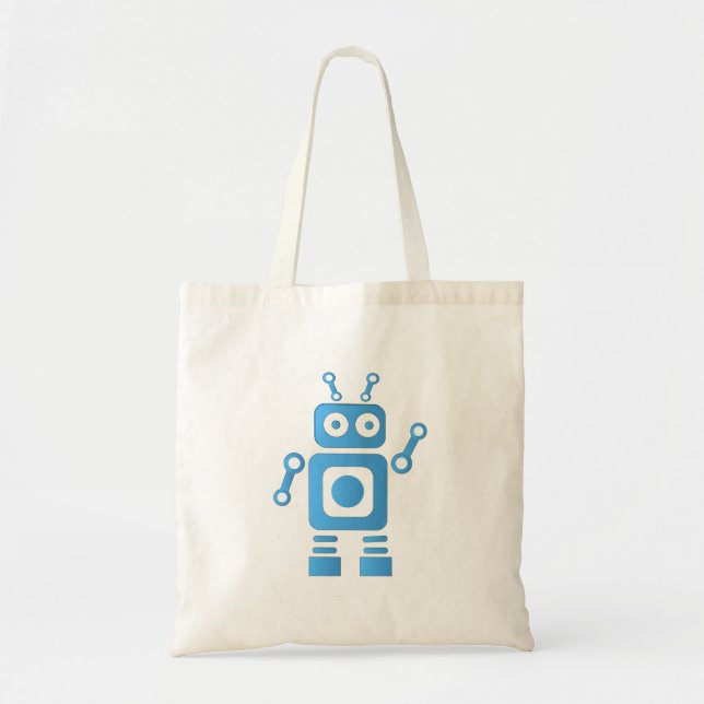 Blue Retro Robot Tygkasse (Framsidan)