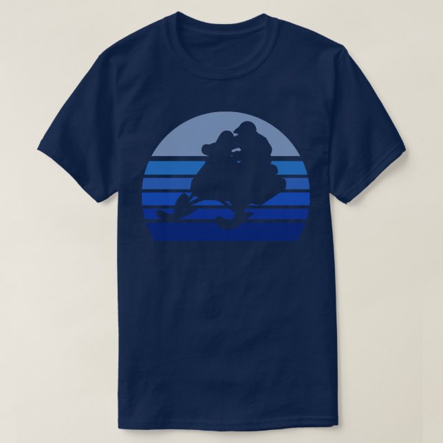 Blue Retro Snowmobile T Shirt (Design framsida)
