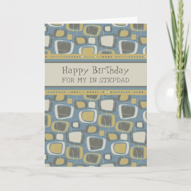 Blue Retro Stepdad Birthday Kort (Framsida)
