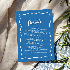 Blue Retro Stripes Wedding Details Card Tilläggskort
