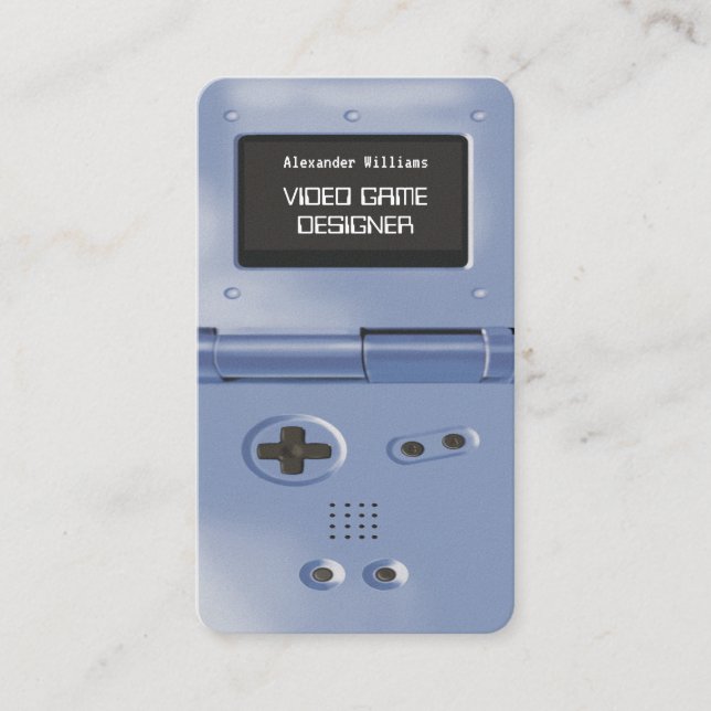 Blue Retro Style Spelkonsoll Speldesigner Visitkort (Framsida)