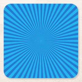 Blue Retro Sunburst Background Underlägg Papper Kvadrat