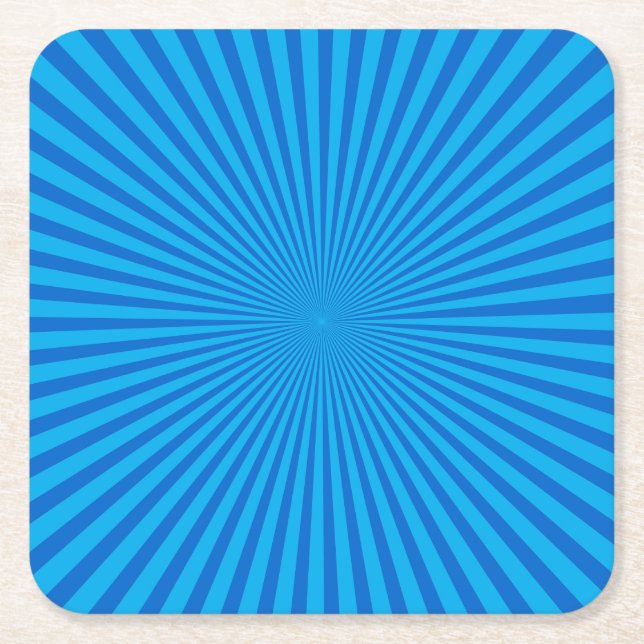 Blue Retro Sunburst Background Underlägg Papper Kvadrat (Framsidan)