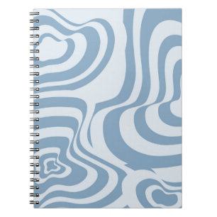 Blue Retro Swirl Groovy Y2K Mönster Anteckningsbok