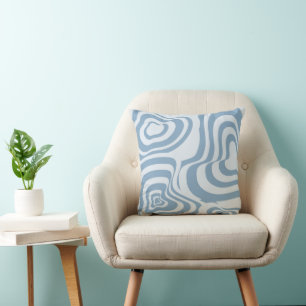 Blue Retro Swirl Groovy Y2K Mönster Kudde