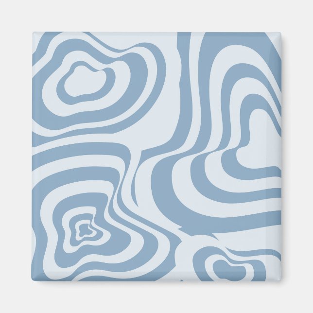 Blue Retro Swirl Groovy Y2K Mönster Magnet (Framsidan)