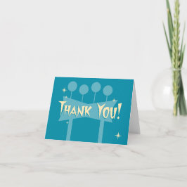 Blue Retro Tack Notecard: MCM Bowling Sign Kort