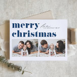 Blue Retro Typography God jul Two Photo Helgkort<br><div class="desc">God jul! Skicka dina julhälsningar till familj och vänner med det här anpassadet. Den har återformig fet typografi. Anpassa genom att lägga till information. Julkortet finns i anpassningsbar på andra kartonger. Matchande objekt är tillgängliga.</div>