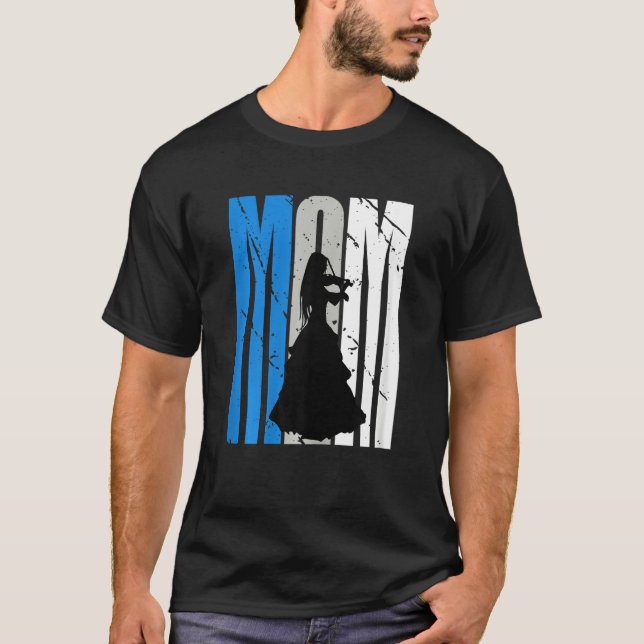 Blue Retro Violin Mom Violinist Moms Plays In Orch T Shirt (Framsida)