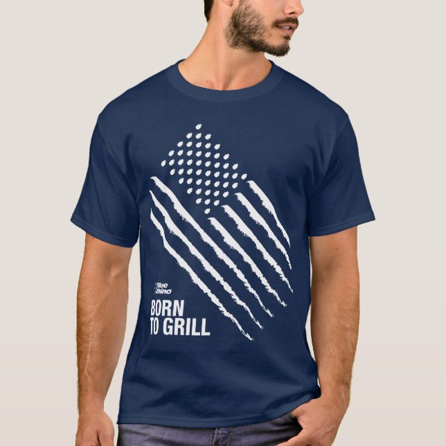 Blue Rhino "American Flagga: Född i Grill’ Manar T Shirt (Framsida)