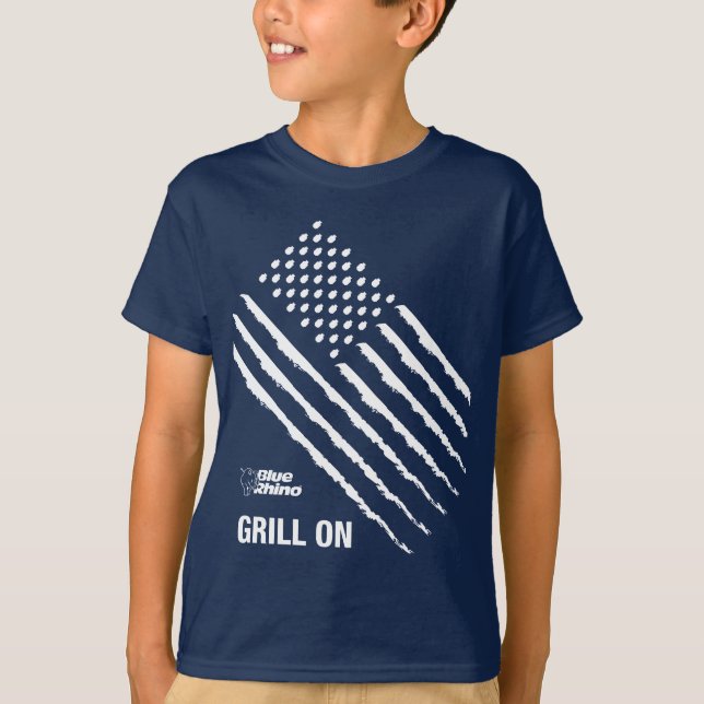 Blue Rhino "American Flagga: Grill på" Barn T Shirt (Framsida)