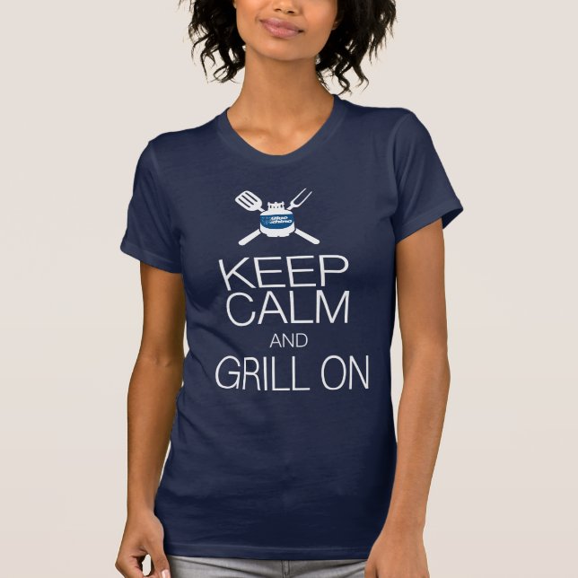 Blue Rhino"Behålla Lugn, Grill On" T Shirt (Framsida)