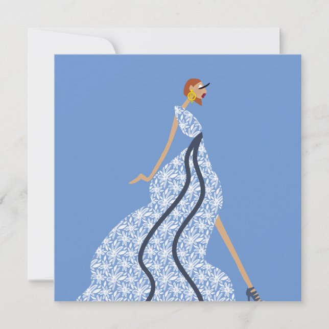 Blue Rhythm Muse Glam Fashion Art Card Inbjudningar (Framsida)