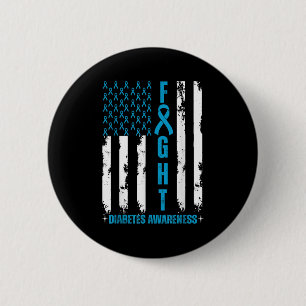 Blue Ribbon - amerikanska Flagga Fight Diabetes Aw Knapp