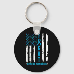Blue Ribbon - amerikanska Flagga Fight Diabetes Aw Nyckelring
