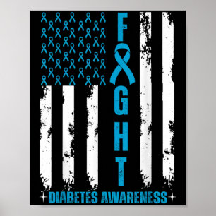 Blue Ribbon - amerikanska Flagga Fight Diabetes Aw Poster