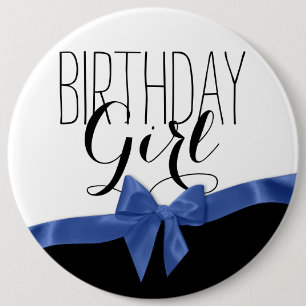 Blue Ribbon Bow Birthday Girl Knapp