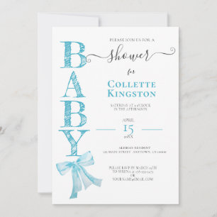 BLUE RIBBON BOY BABY SHOWER-inbjudan Inbjudningar