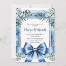 Blue Ribbon Chinoiserie Baby Shower-inbjudan