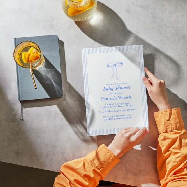 Blue Ribbon Coquette Baby Shower Inbjudningar (Skapare uppladdad)