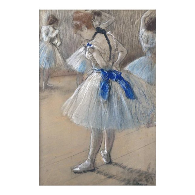 Blue Ribbon Dancer Edgar Degas Fototryck (Framsidan)
