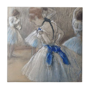 Blue Ribbon Dancer Edgar Degas Kakelplatta