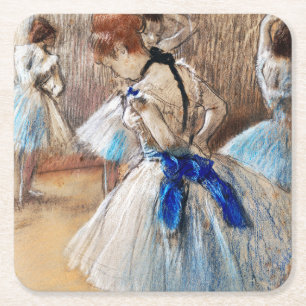 Blue Ribbon Dancer, Edgar Degas Underlägg Papper Kvadrat