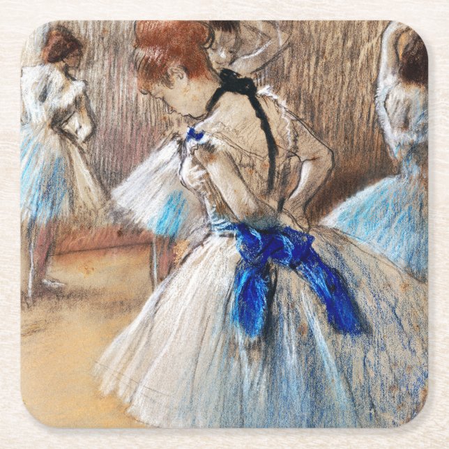 Blue Ribbon Dancer, Edgar Degas Underlägg Papper Kvadrat (Framsidan)