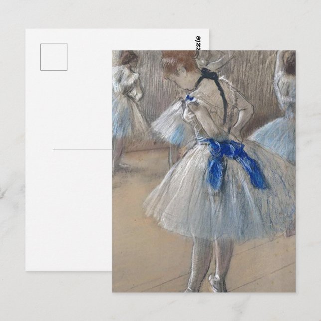 Blue Ribbon Dancer Edgar Degas Vykort (Fram/baksida)