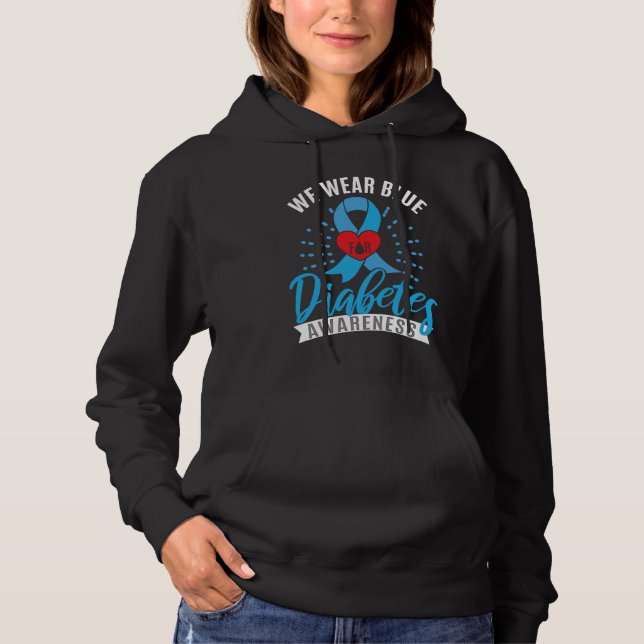 Blue Ribbon Diabetes Warrior Support Diabetes Awar T Shirt (Framsida)