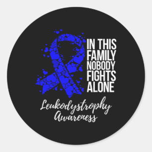Blue Ribbon Leukodystrophy Awarenes med familjestö Runt Klistermärke