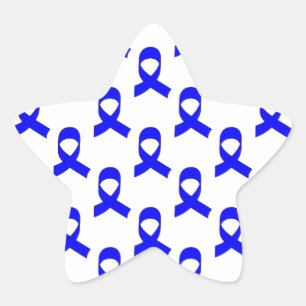 Blue Ribbon Mönster Stjärnformat Klistermärke