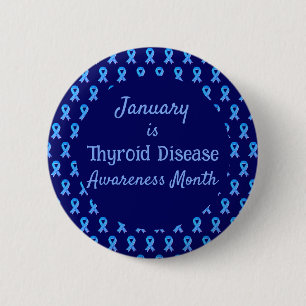 Blue Ribbon Paisley Thyroid Disease Button Knapp